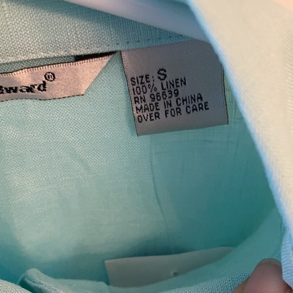 NWT Irish Linen Button Down Blouse W/Floral Design - Picture 6 of 10